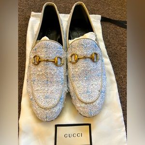 Gucci Baby Blue Tweed Loafers (36.5)